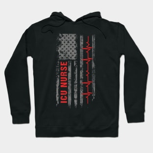 ICU Nurse Critical Care American Flag T-Shirt Hoodie